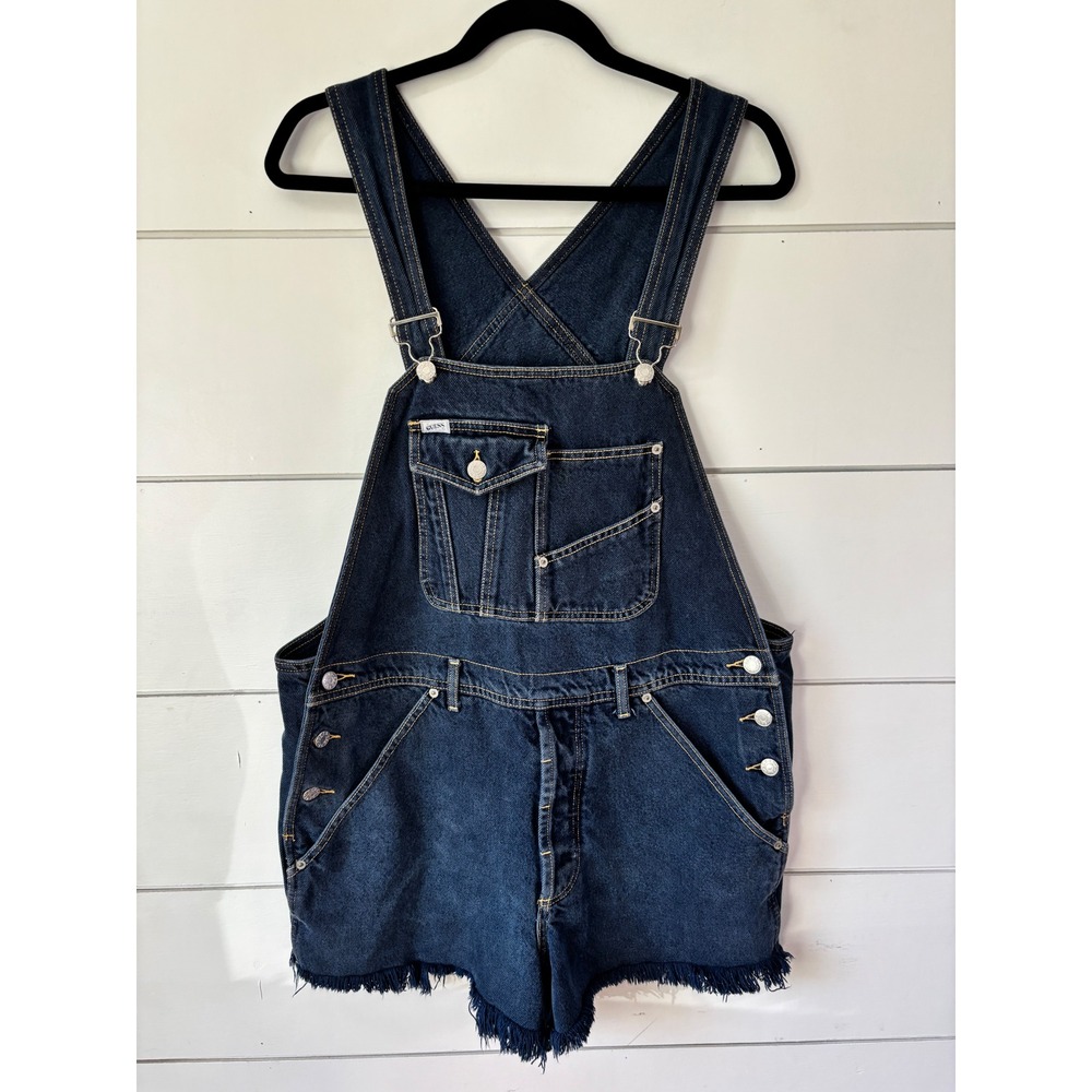 Guess Denim Shortalls Women M Dark Wash Excellent Vintage Georges Marciano USA